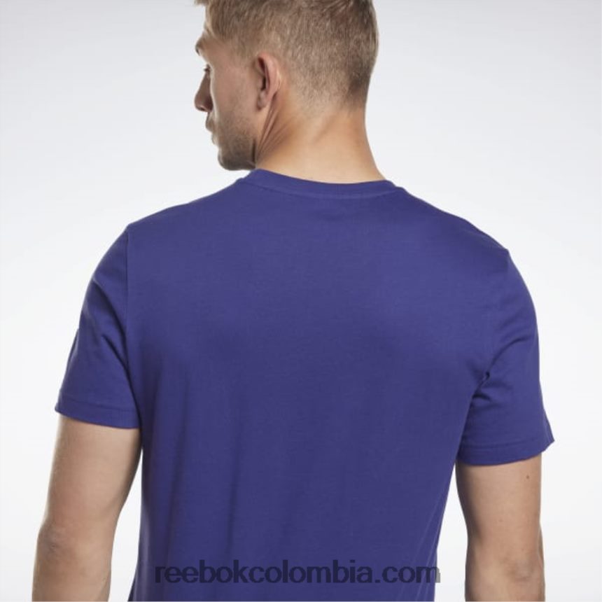hombres morado negrita camiseta con logo grande Reebok D260LP1348