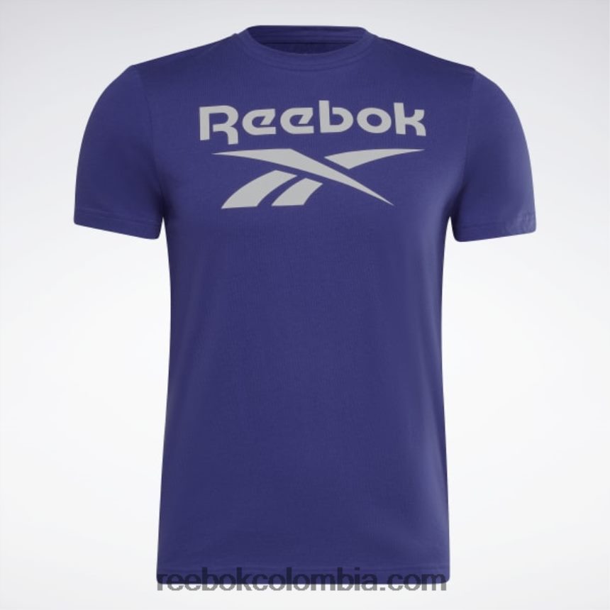 hombres morado negrita camiseta con logo grande Reebok D260LP1348