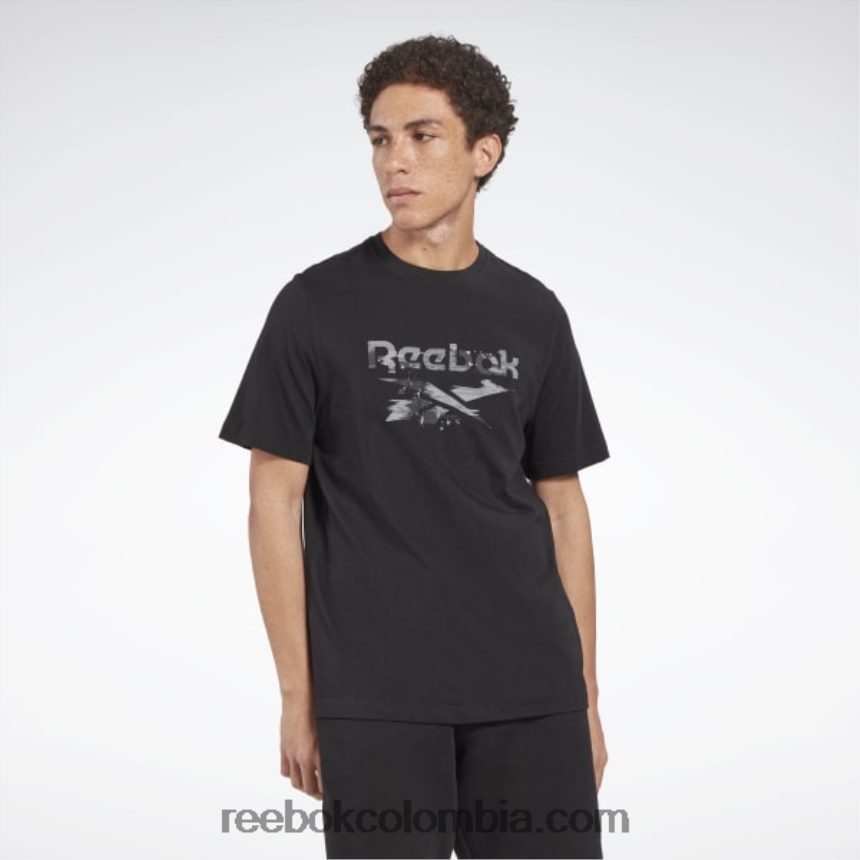 hombres negro camiseta de camuflaje moderno de identidad Reebok D260LP1155