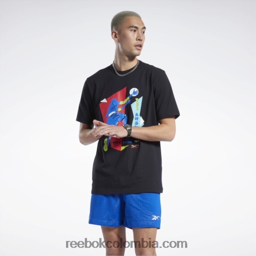 hombres negro camiseta de manga corta iverson layup Reebok D260LP1265