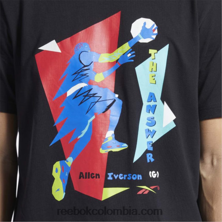 hombres negro camiseta de manga corta iverson layup Reebok D260LP1265