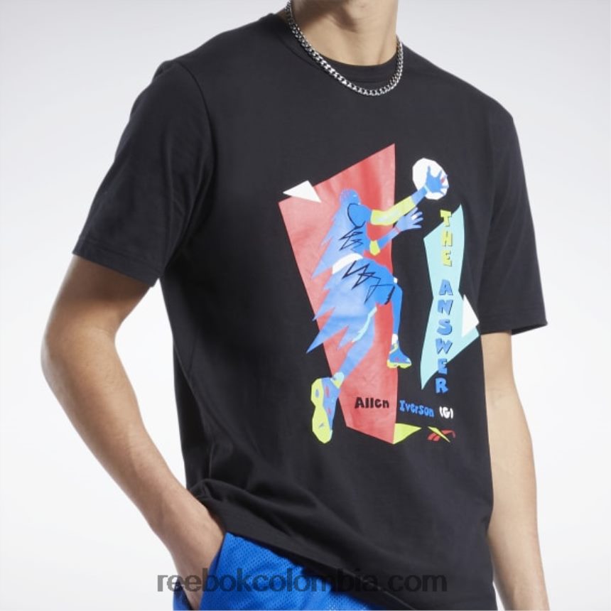 hombres negro camiseta de manga corta iverson layup Reebok D260LP1265