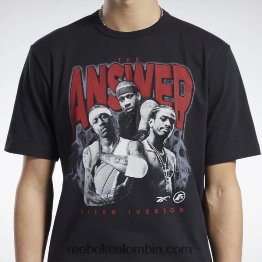 hombres negro camiseta iverson trio manga corta Reebok D260LP1226