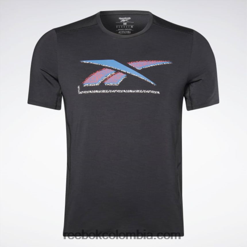 hombres negro playera de atleta con gráfico activchill Reebok D260LP1263