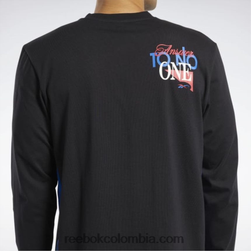 hombres negro respuesta a nadie camiseta de manga larga Reebok D260LP1264