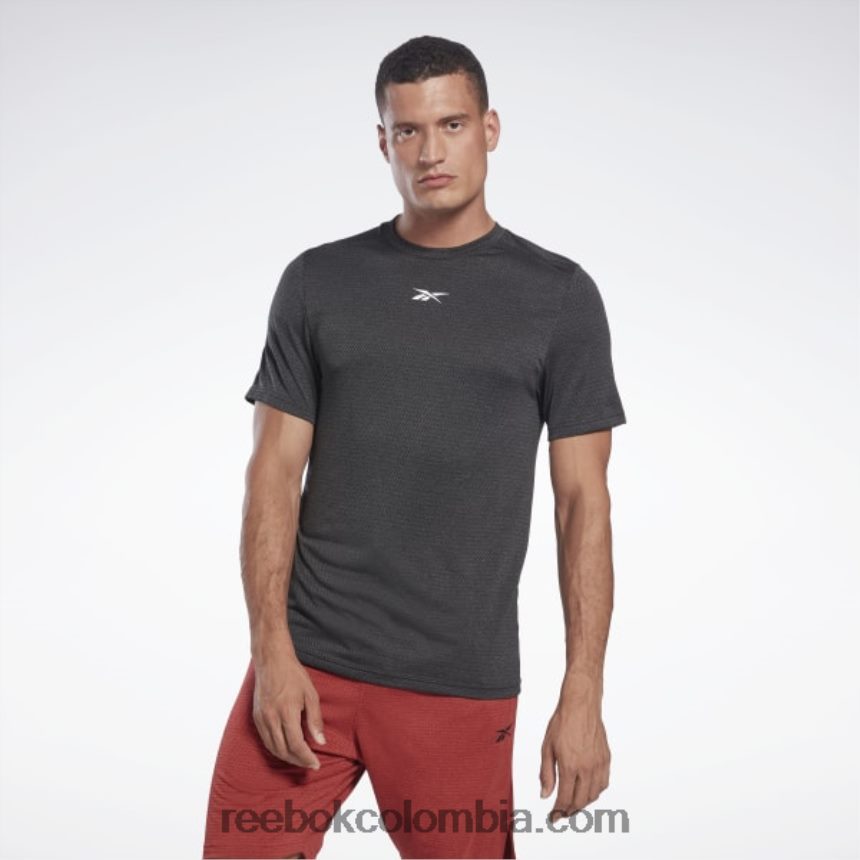 hombres noche negra camiseta jaspeada lista para entrenar Reebok D260LP1189