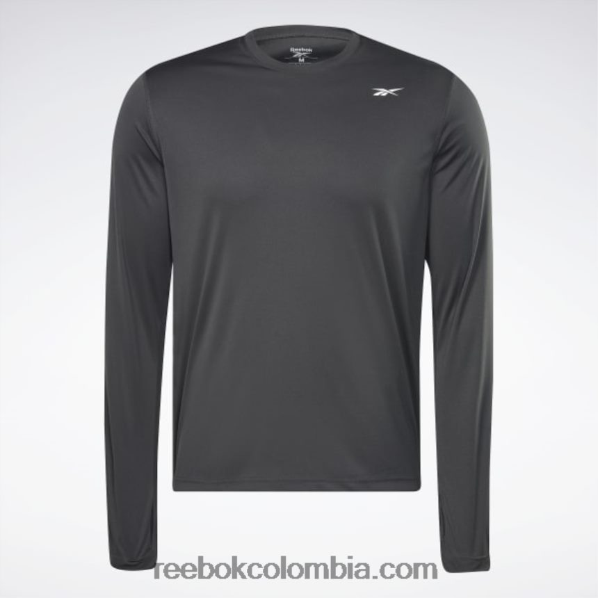 hombres noche negra camiseta técnica de entrenamiento de manga larga Reebok D260LP1262