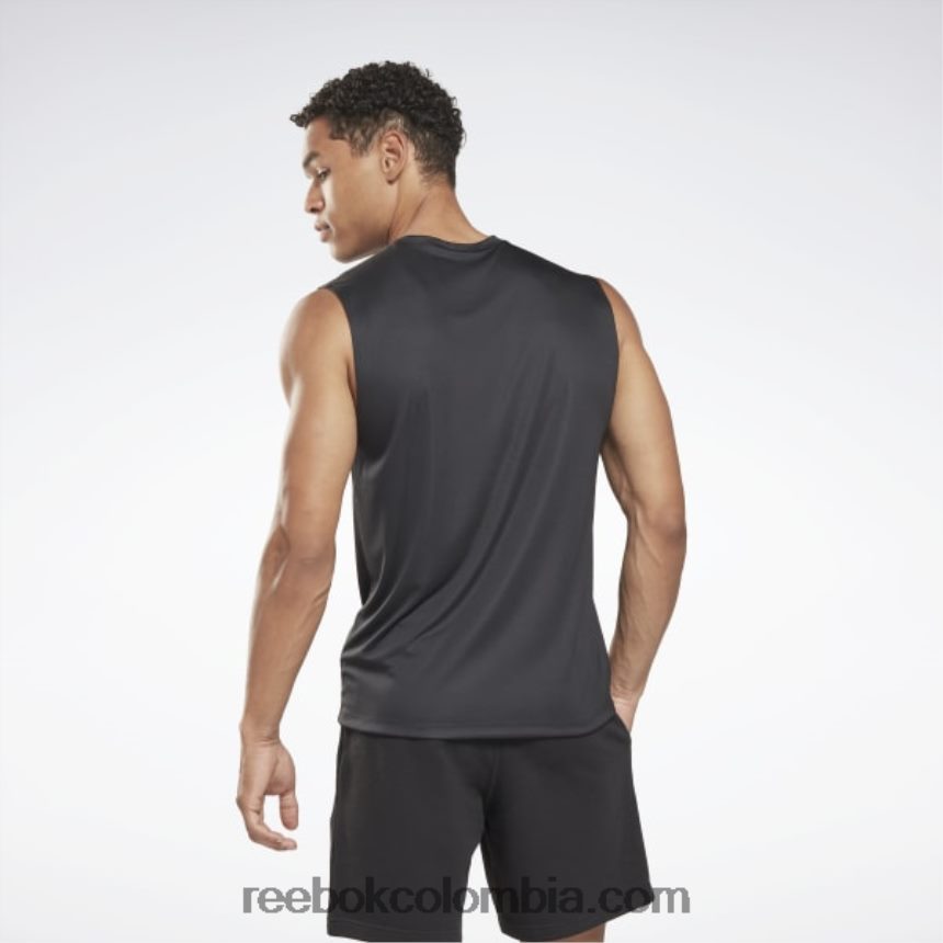 hombres noche negra camiseta técnica sin mangas de entrenamiento Reebok D260LP1159