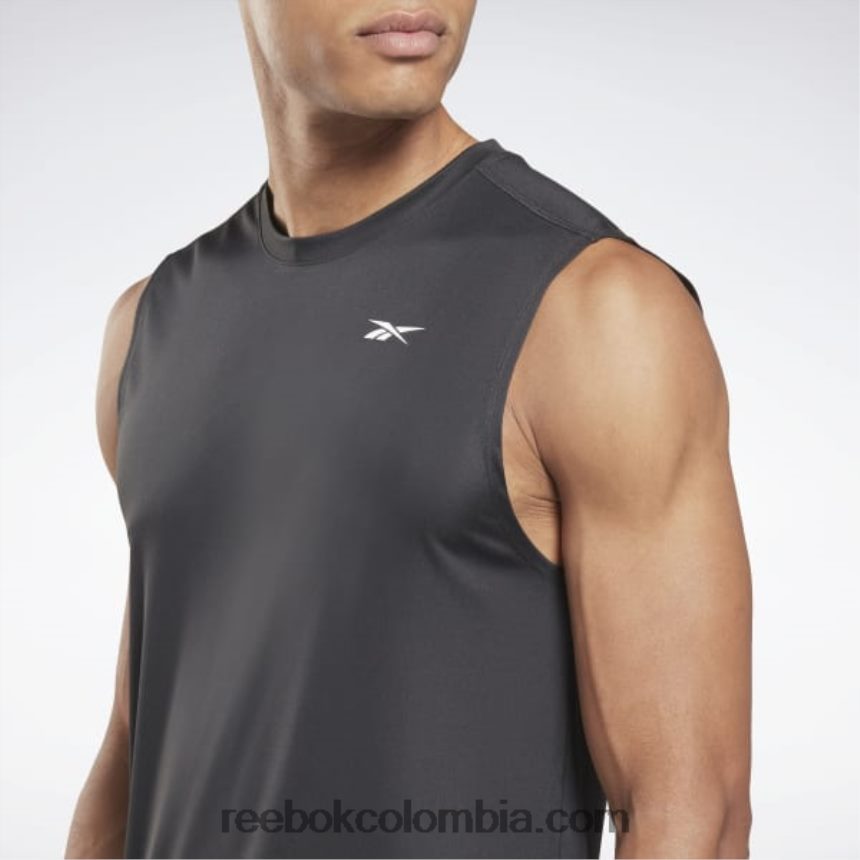 hombres noche negra camiseta técnica sin mangas de entrenamiento Reebok D260LP1159