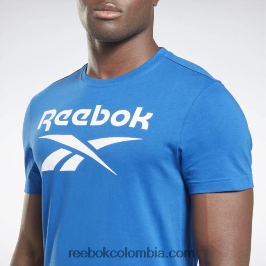 hombres vector azul/blanco camiseta con logo grande Reebok D260LP1193