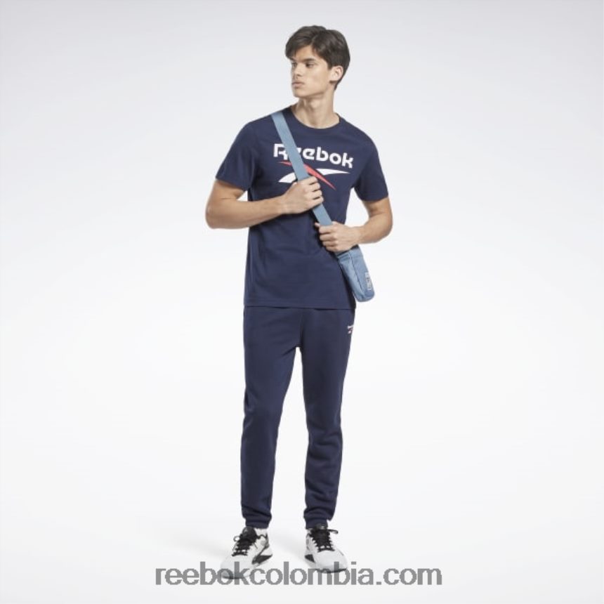 hombres vector de la marina camiseta con logo grande Reebok D260LP1167