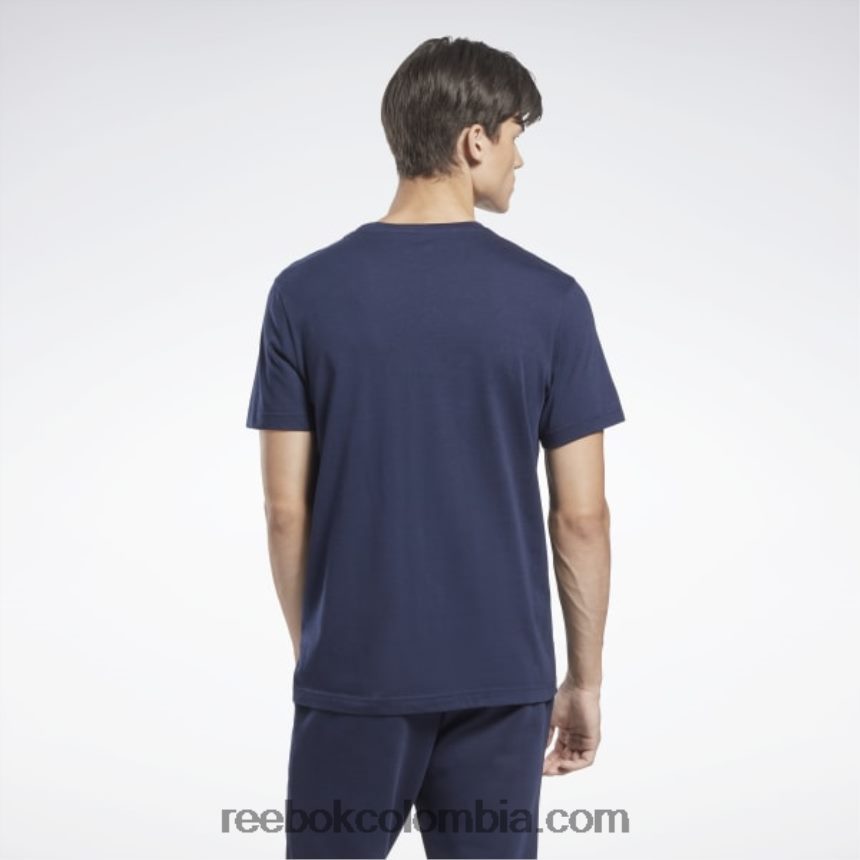 hombres vector de la marina camiseta con logo grande Reebok D260LP1167