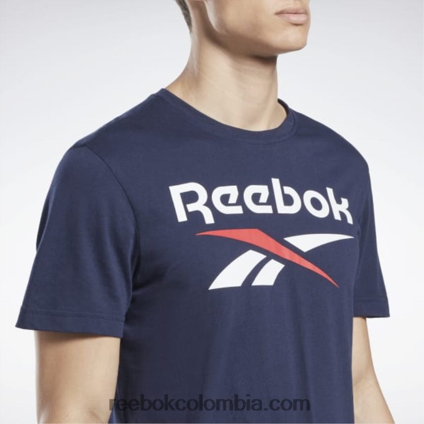 hombres vector de la marina camiseta con logo grande Reebok D260LP1167