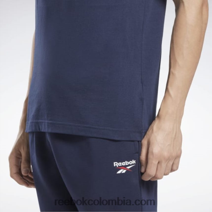 hombres vector de la marina camiseta con logo grande Reebok D260LP1167