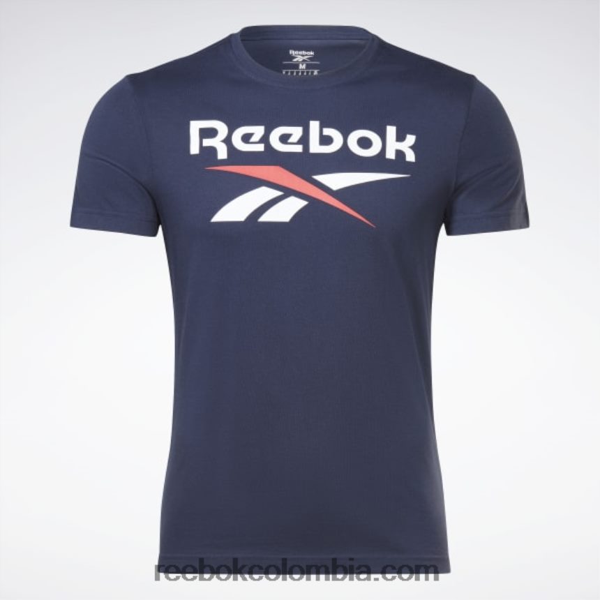 hombres vector de la marina camiseta con logo grande Reebok D260LP1167