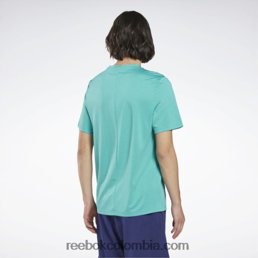 hombres verde azulado semi clásico camiseta jaspeada lista para entrenar Reebok D260LP1267