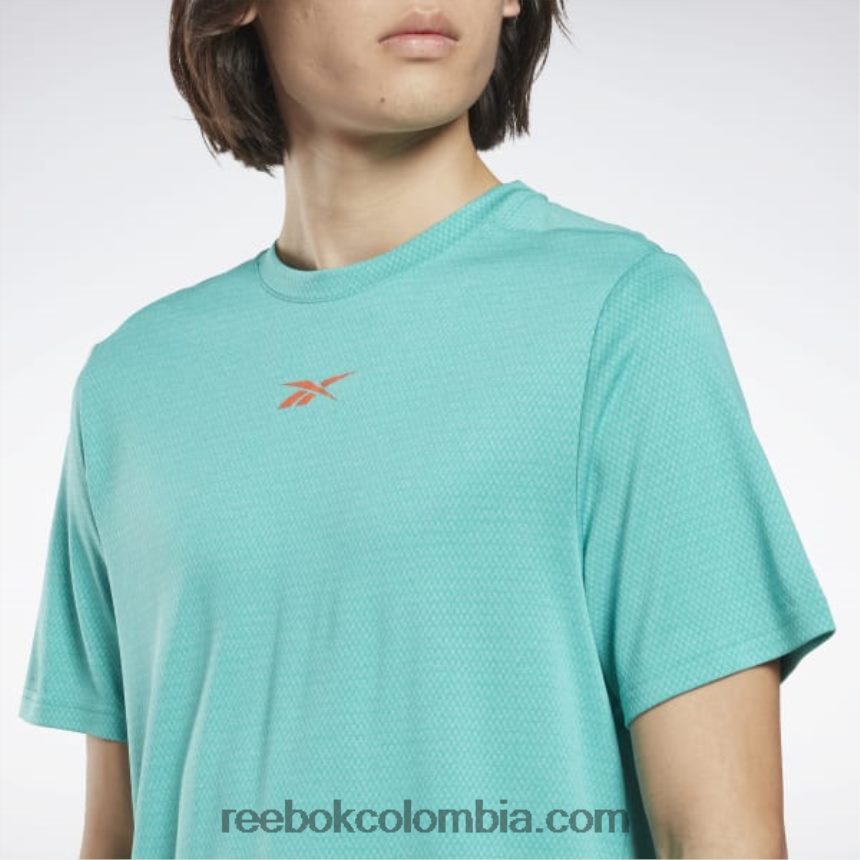 hombres verde azulado semi clásico camiseta jaspeada lista para entrenar Reebok D260LP1267