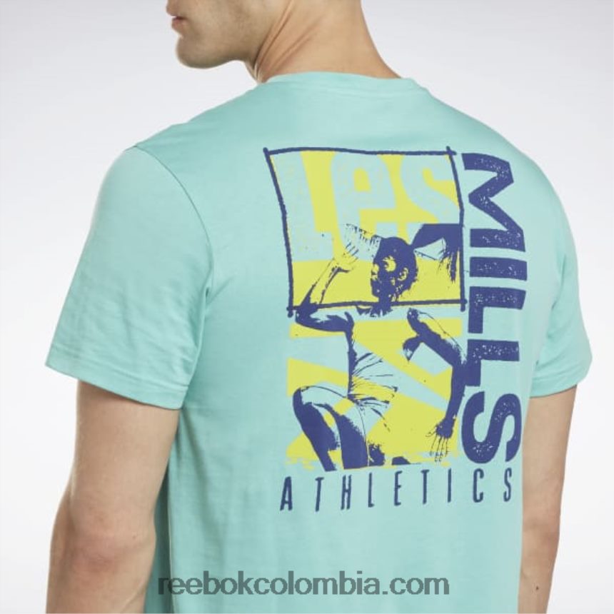 hombres verde azulado semi clásico les mills camiseta gráfica Reebok D260LP1313
