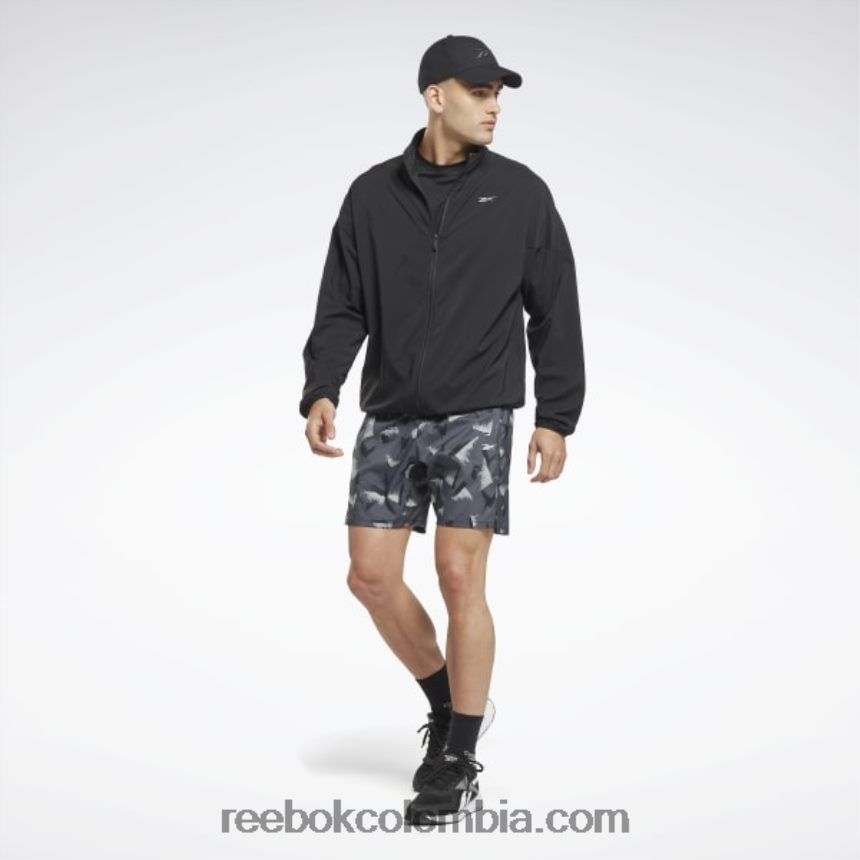 hombres negro chaqueta cortavientos tejida para correr Reebok D260LP1182