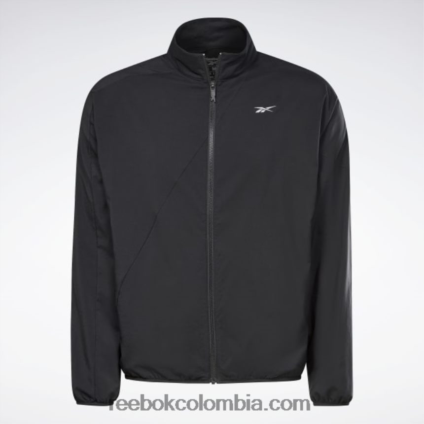 hombres negro chaqueta cortavientos tejida para correr Reebok D260LP1182
