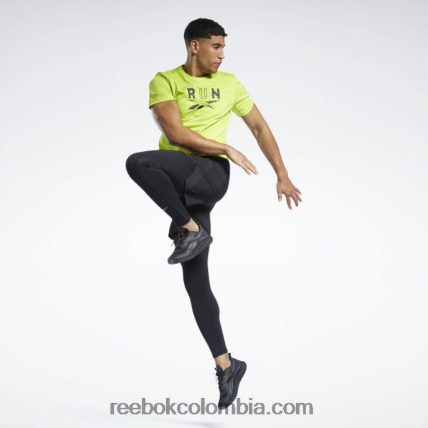 hombres negro mallas speedwick para correr Reebok D260LP1223