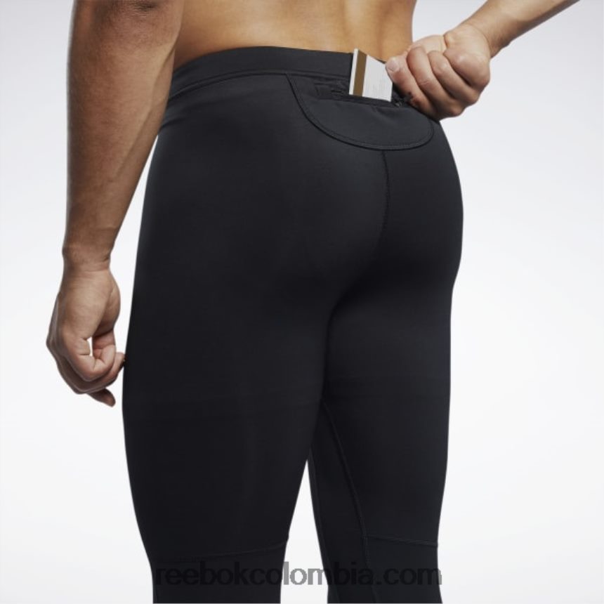 hombres negro mallas speedwick para correr Reebok D260LP1223