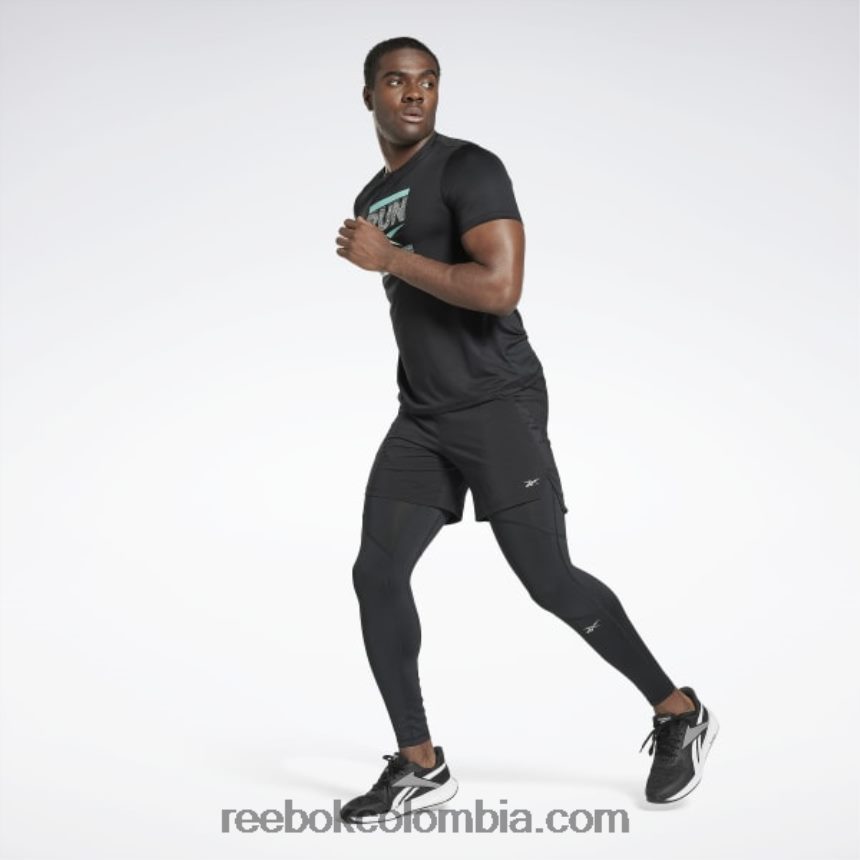 hombres negro mallas speedwick para correr Reebok D260LP1345