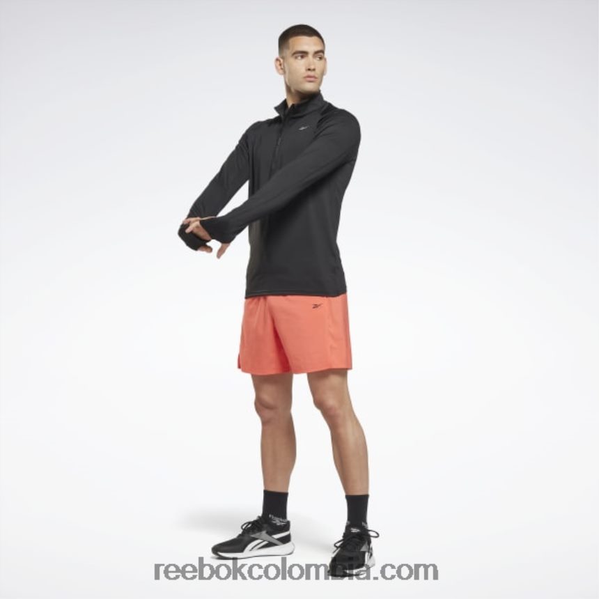 hombres negro top deportivo con media cremallera Reebok D260LP1300