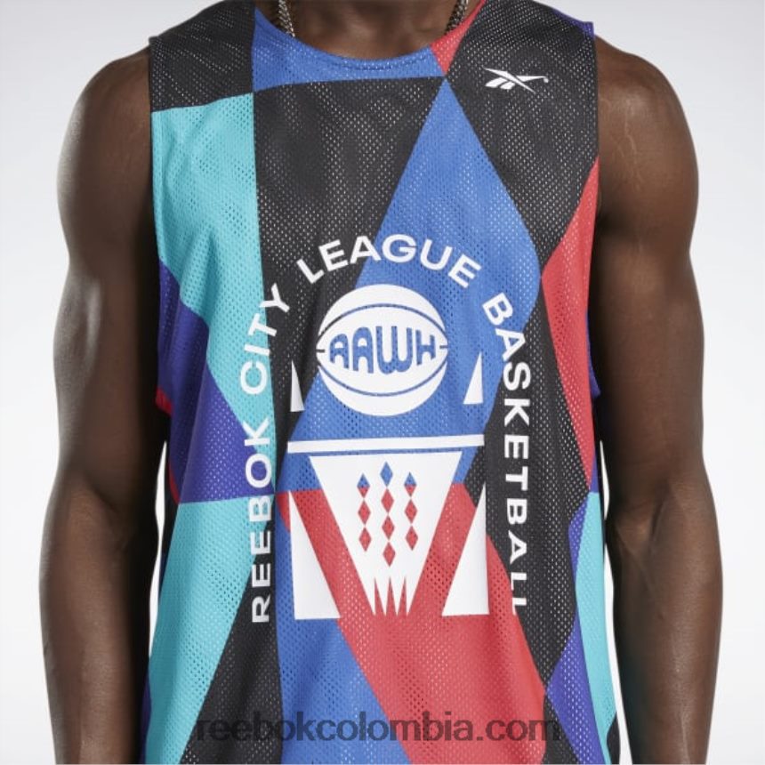 hombres vector azul camiseta de malla reversible de la liga de la ciudad Reebok D260LP1310