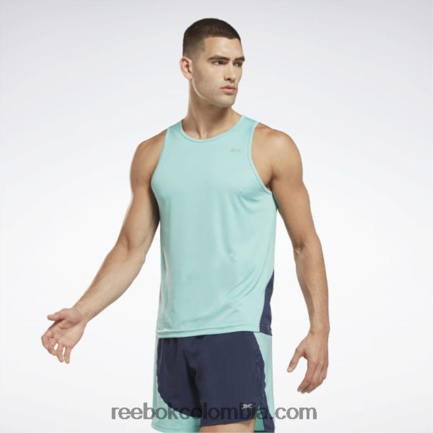 hombres verde azulado semi clásico Camiseta Speedwick para correr Reebok D260LP1216