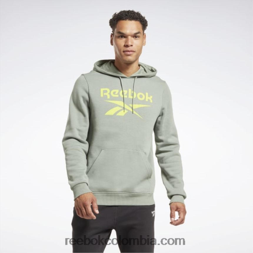 hombres armonía verde sudadera con capucha y logo apilado de identidad polar Reebok D260LP1278