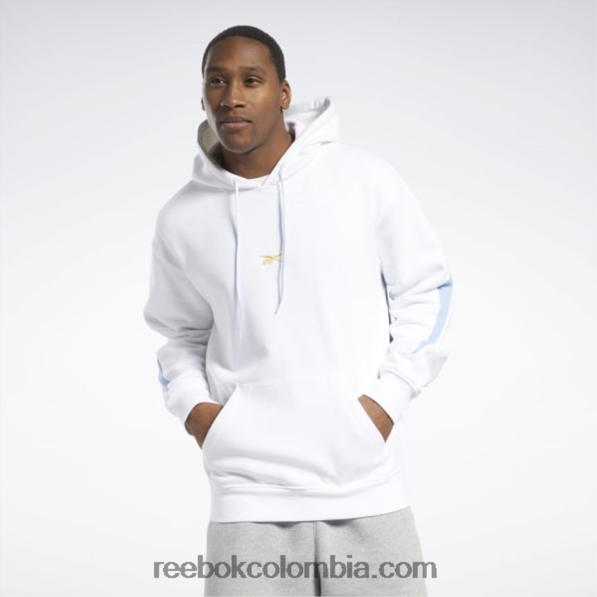 hombres blanco sudadera con capucha de lana de vector de espalda de baloncesto Reebok D260LP1144