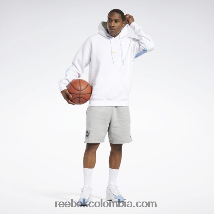 hombres blanco sudadera con capucha de lana de vector de espalda de baloncesto Reebok D260LP1144