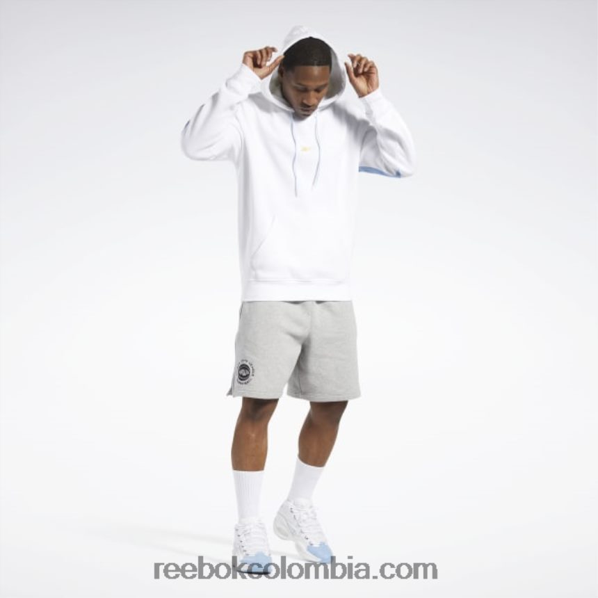 hombres blanco sudadera con capucha de lana de vector de espalda de baloncesto Reebok D260LP1144