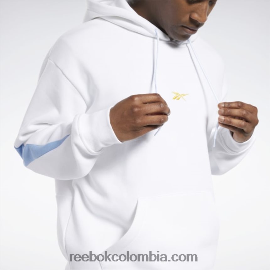 hombres blanco sudadera con capucha de lana de vector de espalda de baloncesto Reebok D260LP1144