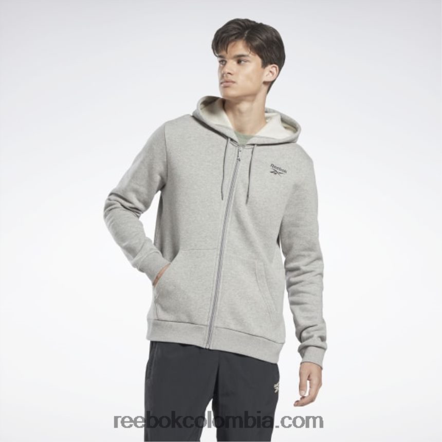 hombres brezo gris medio sudadera con capucha y cremallera completa Identity Fleece Reebok D260LP1183
