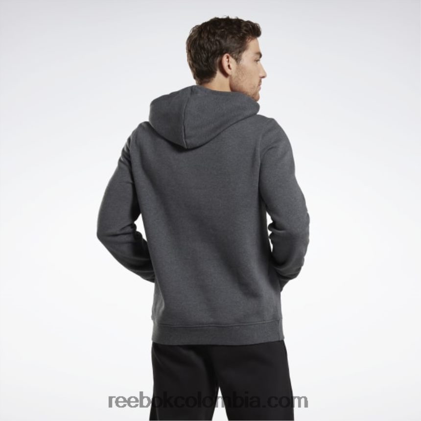 hombres brezo gris oscuro sudadera con capucha y logo apilado de identidad polar Reebok D260LP1205