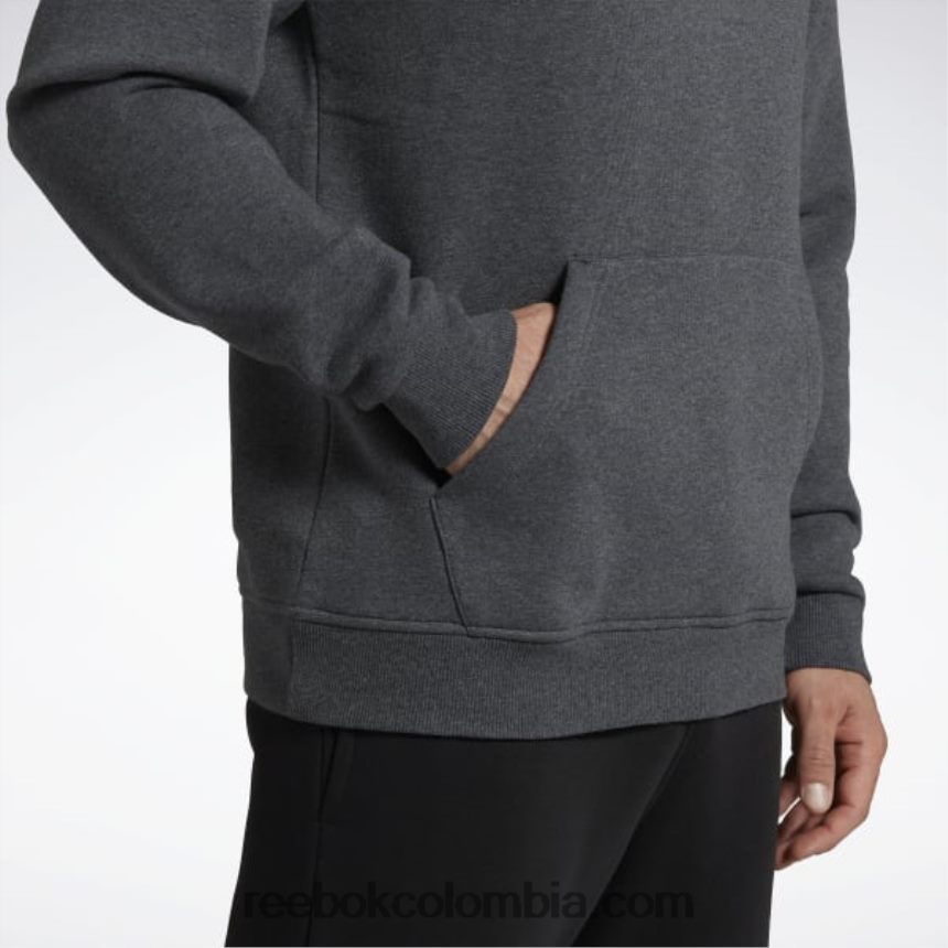 hombres brezo gris oscuro sudadera con capucha y logo apilado de identidad polar Reebok D260LP1205
