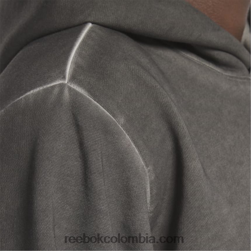 hombres negro sudadera con capucha de vellón bi-dye con parte superior de la cancha de baloncesto Reebok D260LP1276