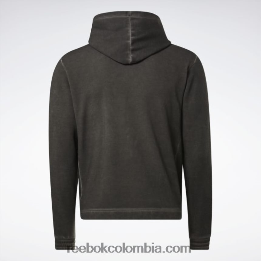 hombres negro sudadera con capucha de vellón bi-dye con parte superior de la cancha de baloncesto Reebok D260LP1276