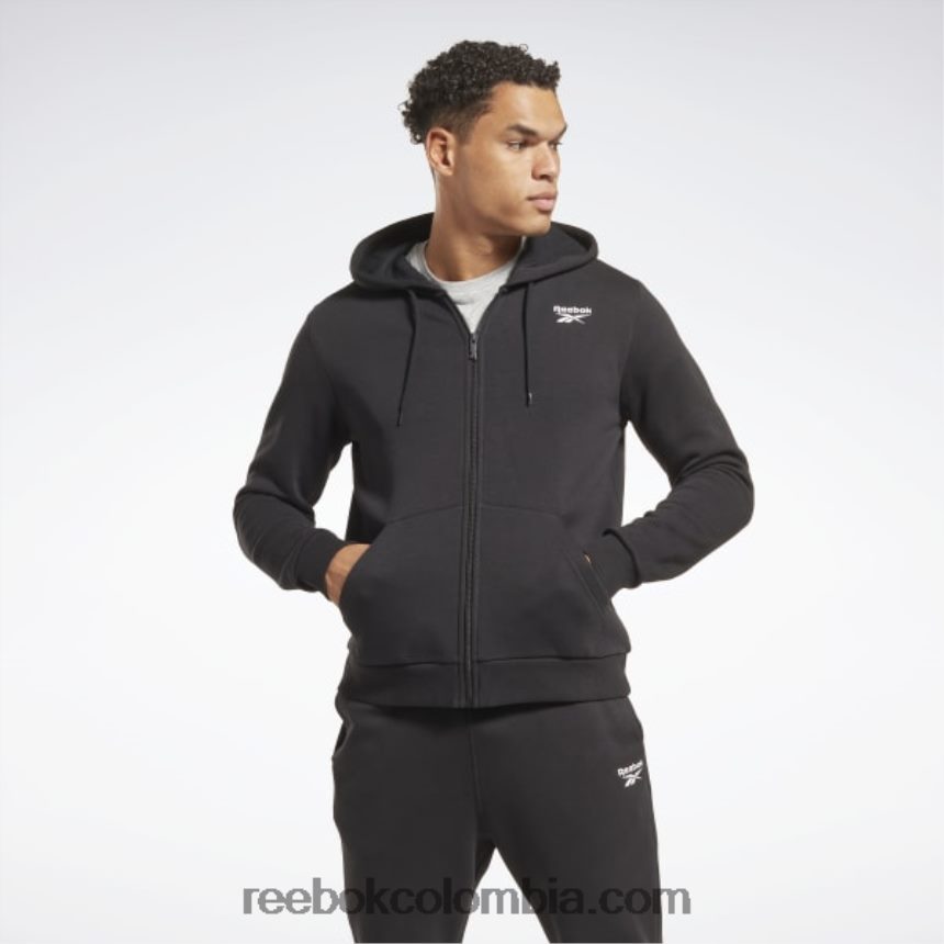 hombres negro sudadera con capucha y cremallera completa Identity Fleece Reebok D260LP1342