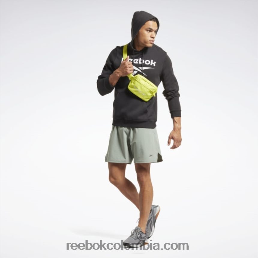 hombres negro sudadera con capucha y logo apilado de identidad polar Reebok D260LP1171