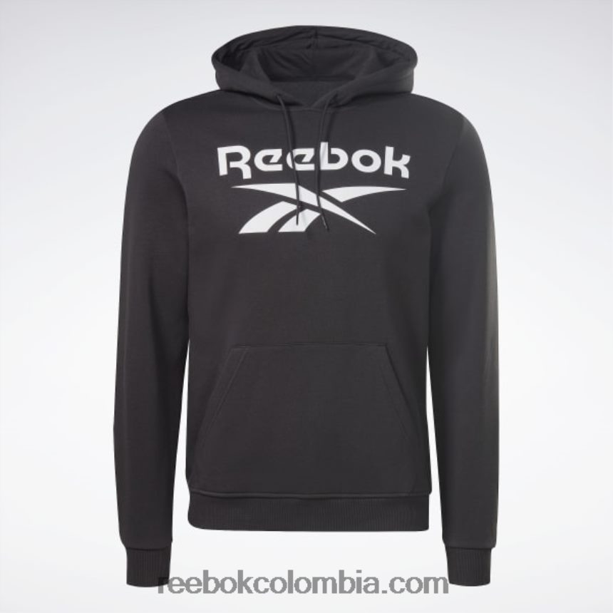 hombres negro sudadera con capucha y logo apilado de identidad polar Reebok D260LP1171