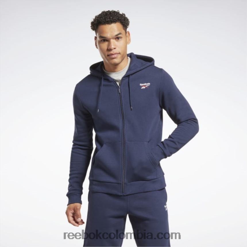 hombres vector de la marina sudadera con capucha y cremallera completa Identity Fleece Reebok D260LP1192