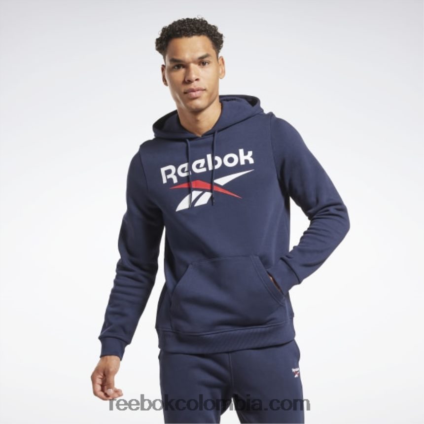 hombres vector de la marina sudadera con capucha y logo apilado de identidad polar Reebok D260LP1175