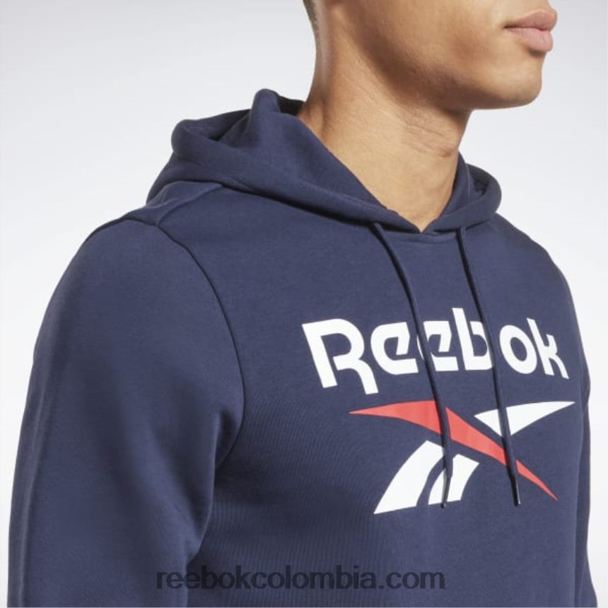hombres vector de la marina sudadera con capucha y logo apilado de identidad polar Reebok D260LP1175