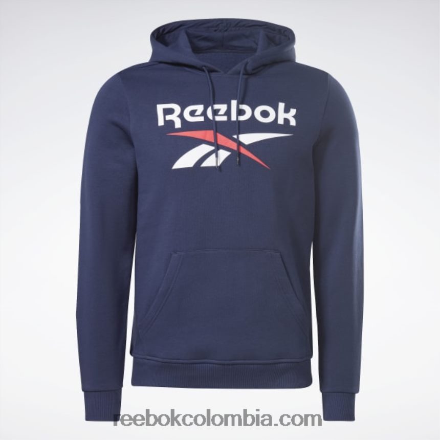 hombres vector de la marina sudadera con capucha y logo apilado de identidad polar Reebok D260LP1175