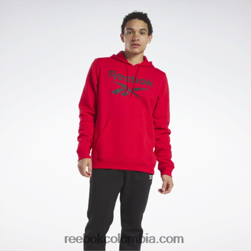 hombres vector rojo/negro sudadera con capucha y logo apilado de identidad polar Reebok D260LP1283