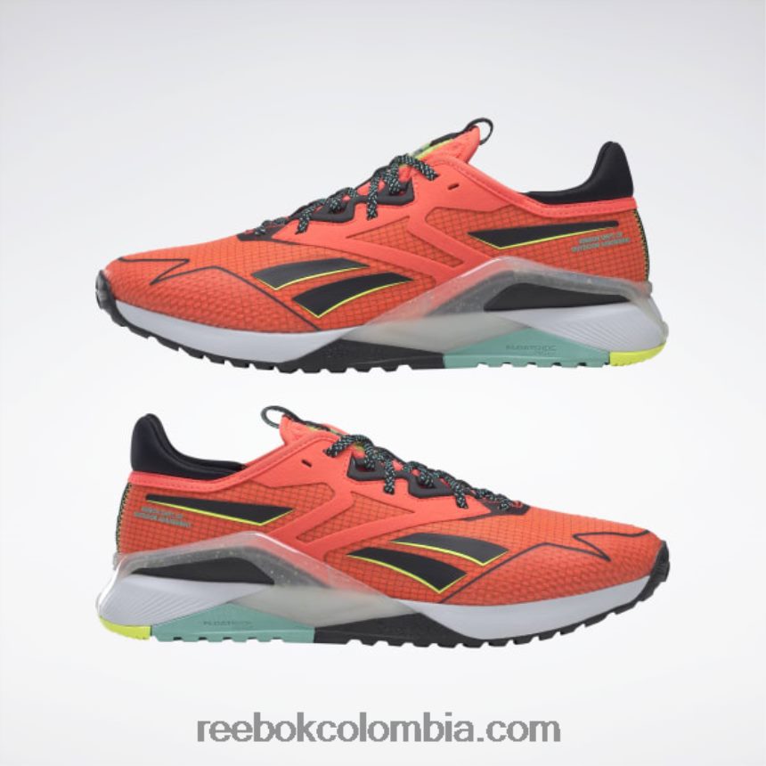 hombres bengala naranja/núcleo negro/ácido solar amarillo zapatillas de entrenamiento nano x2 tr adventure hombre Reebok D260LP1116