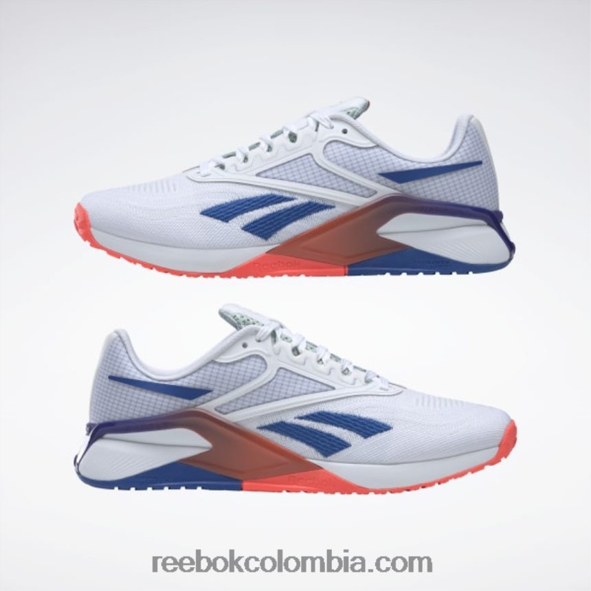 hombres ftwr blanco/vector azul/naranja bengala zapatillas de entrenamiento nano x2 para hombre Reebok D260LP1046